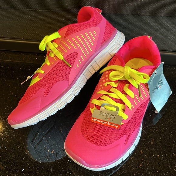 Running Shoes pink Lightweight White Sole Neon Yellow Laces Womens 5 - Picture 3 of 11